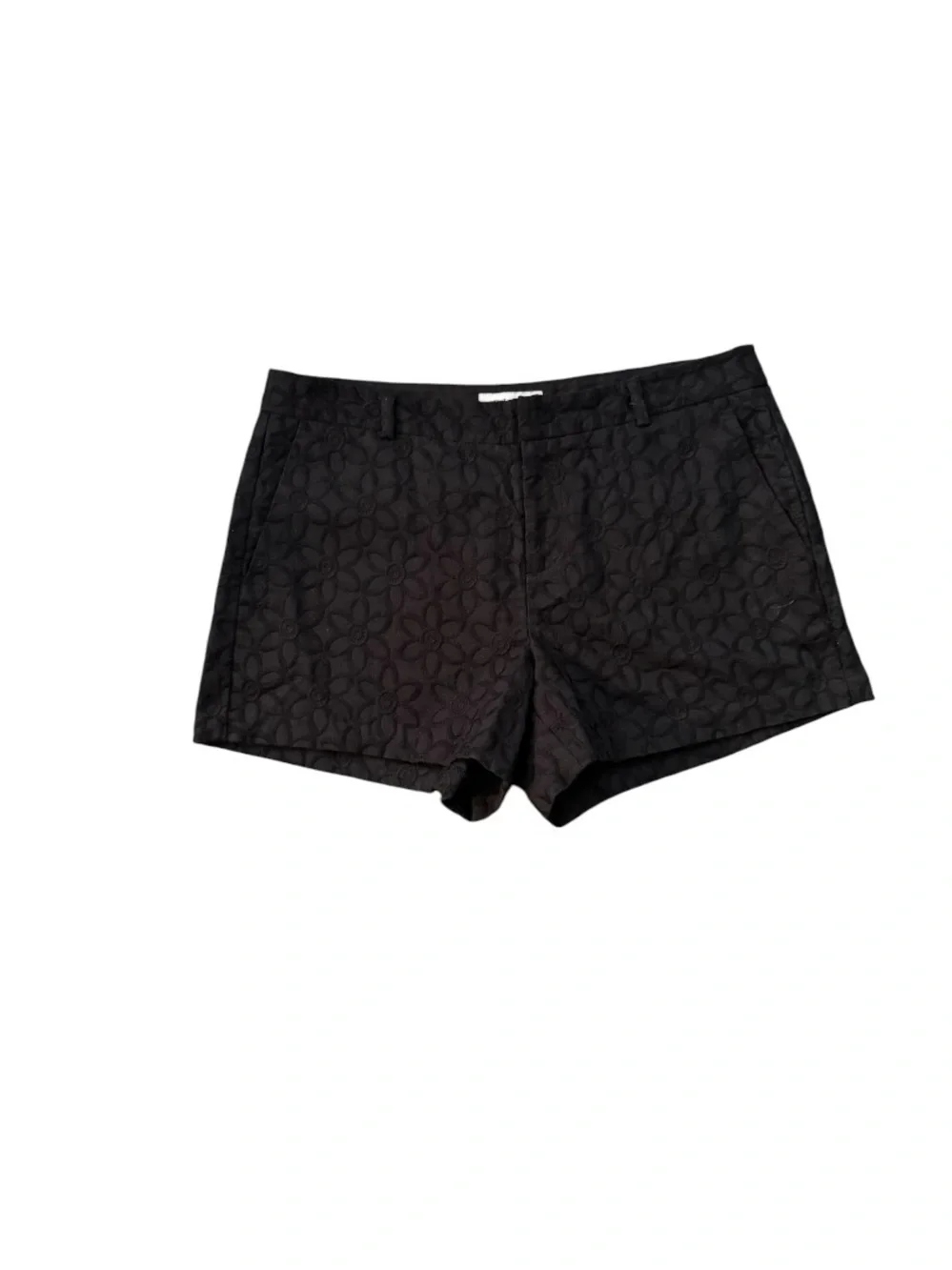 Elle Black Floral Eyelet Shorts